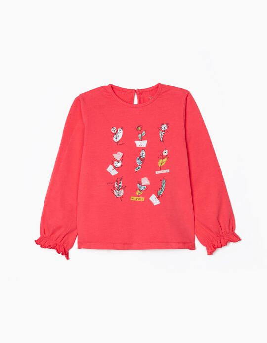 Long Sleeve T-Shirt for Girls 'Flowers', Pink