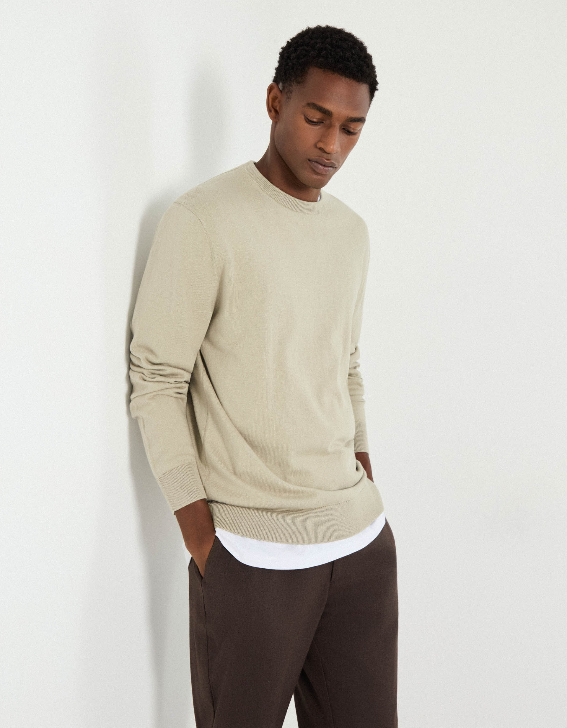 Comprar Online Camisola com Caxemira, Homem, Bege 