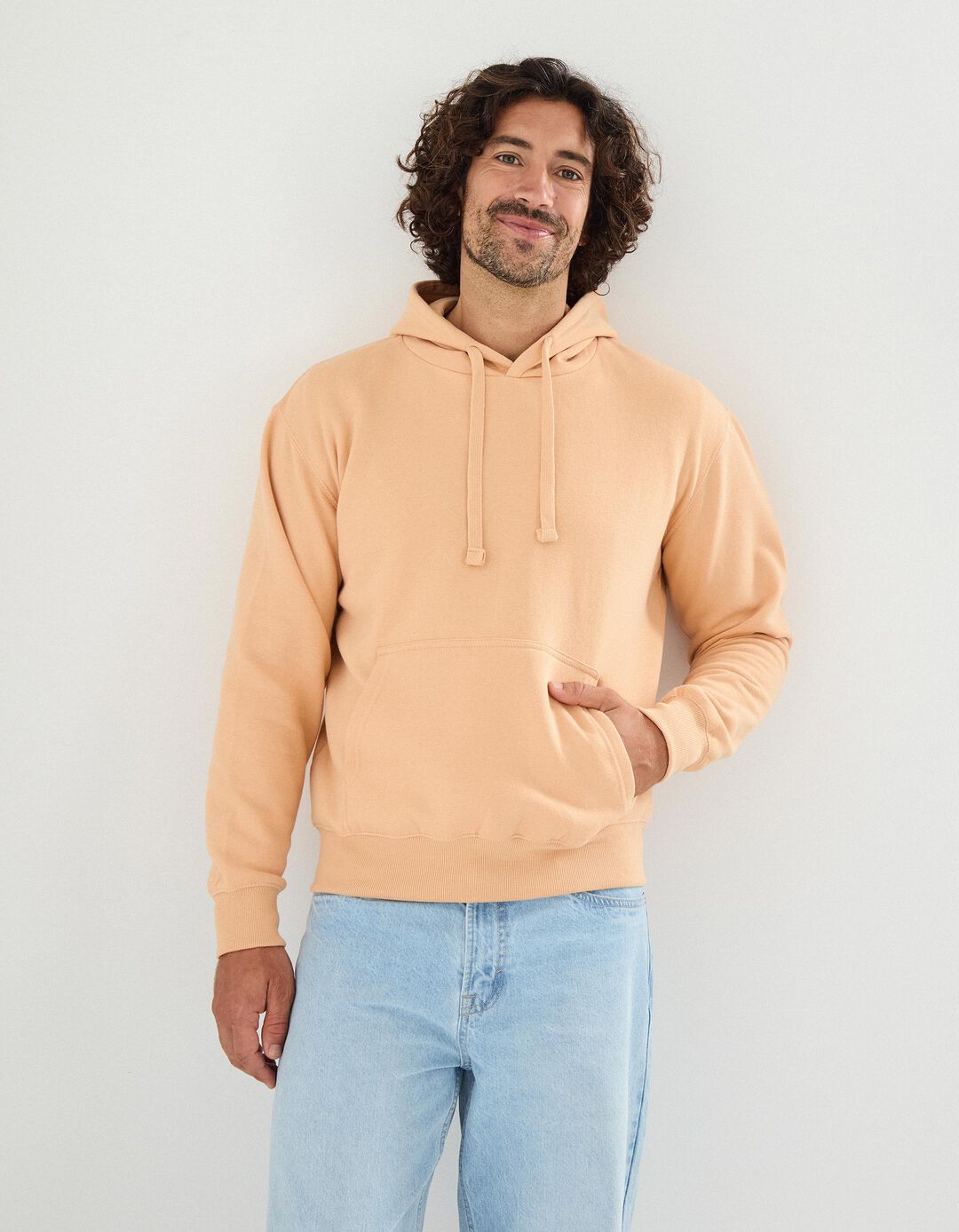 Sweatshirt com Capuz, Homem, Laranja Claro