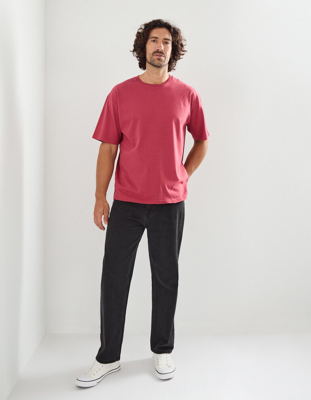 Calças de Ganga 'Loose Fit', Homem, Preto