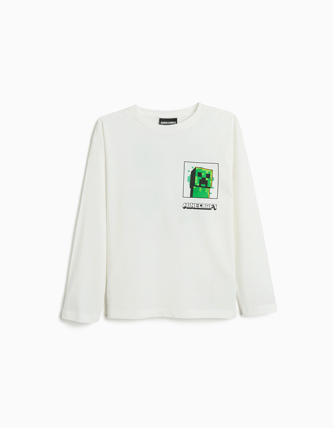 T-shirt Manga Comprida 'Minecraft', Menino, Branco