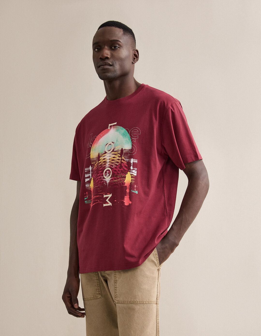 T-shirt Imagine Dragons, Homem, Vermelho Escuro