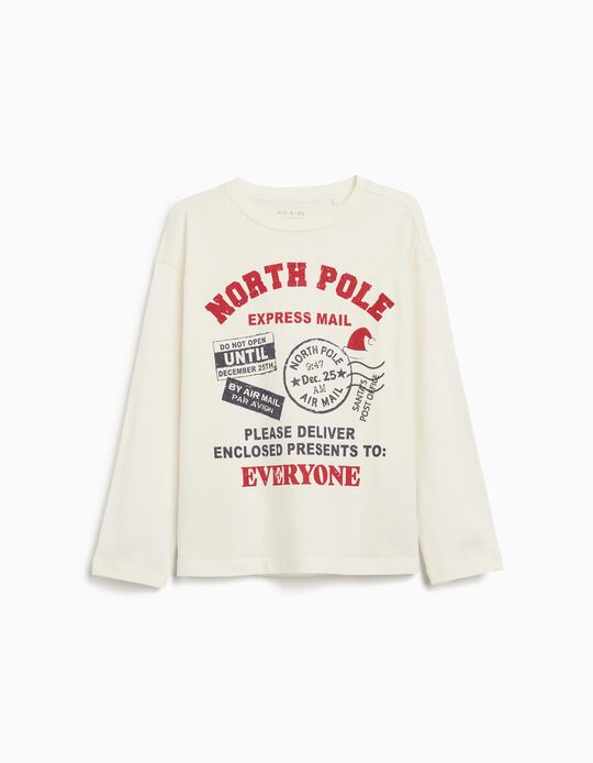 Comprar Online T-shirt de Manga Comprida de Natal, Menino, Bege 