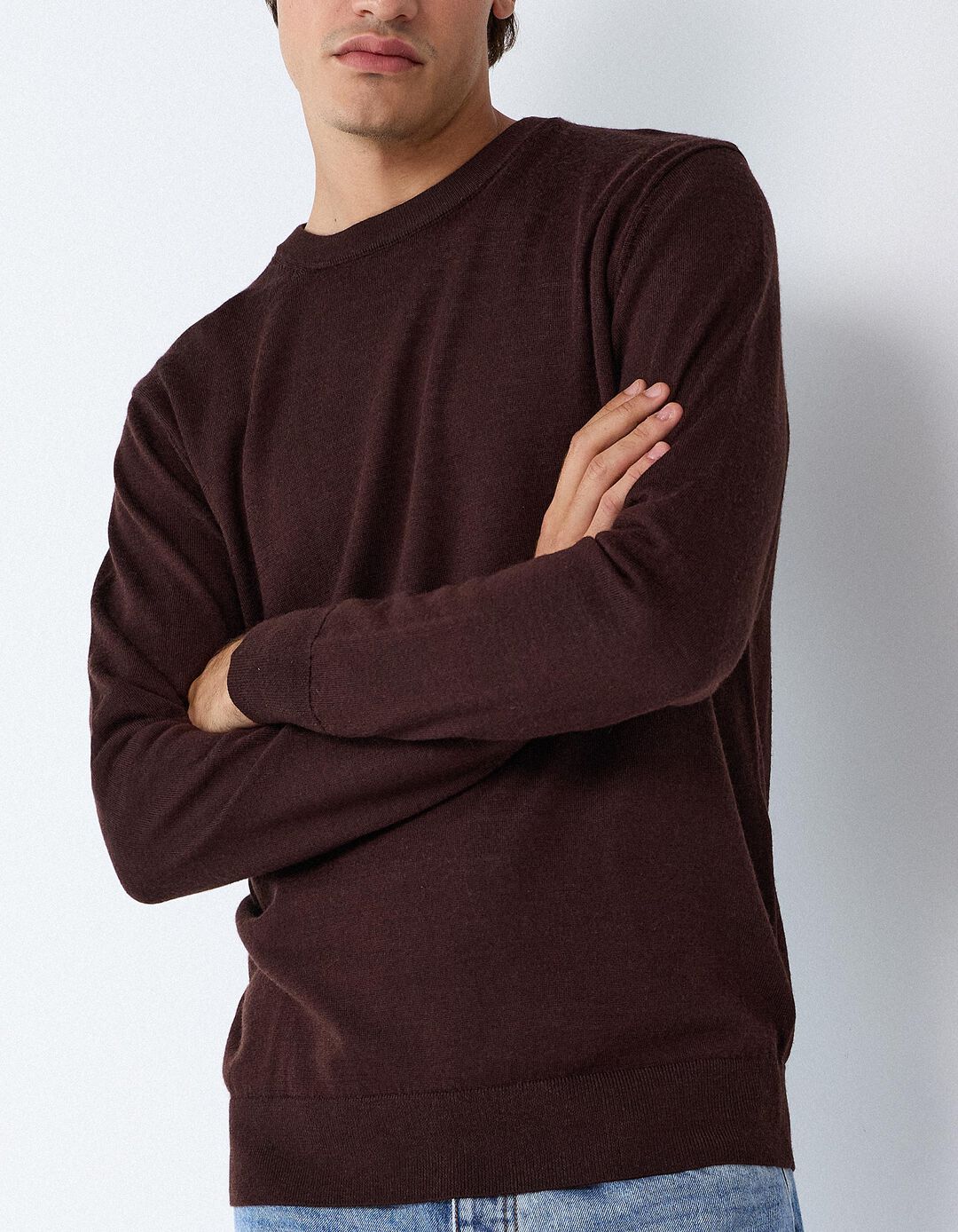 Camisola De L&atilde; Merino, Homem, Castanho Escuro