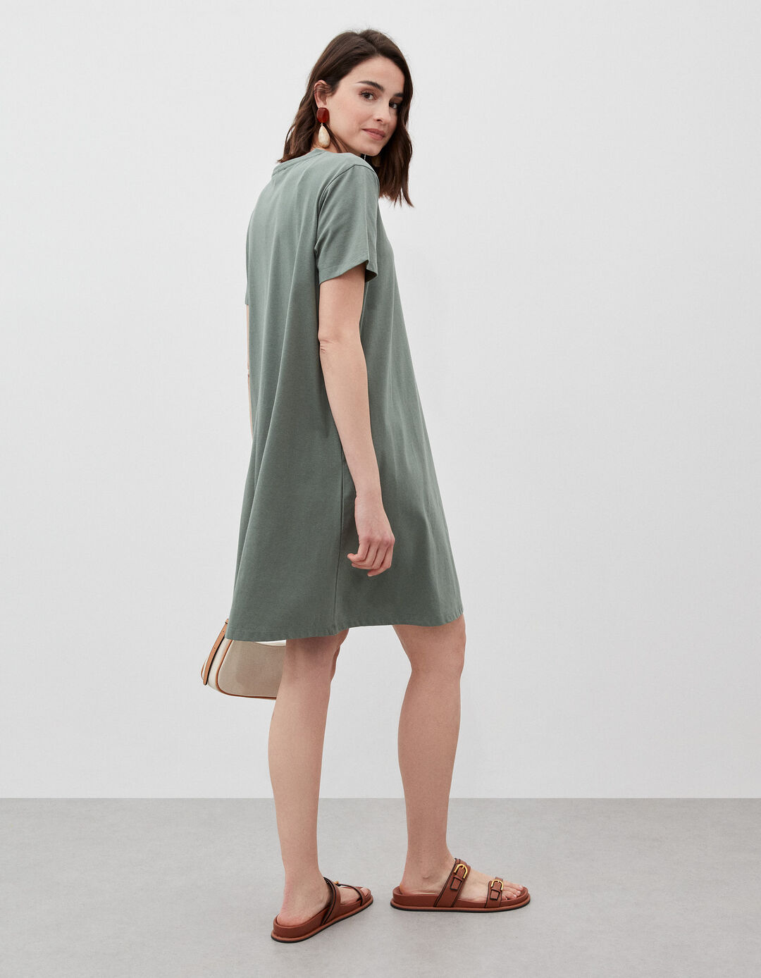 T-shirt dress, Woman, Dark Green