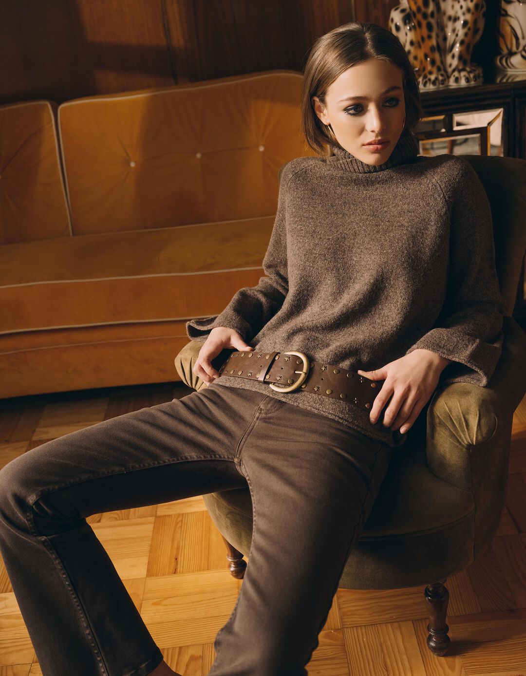 Camisola com L&atilde;, Mulher, Castanho