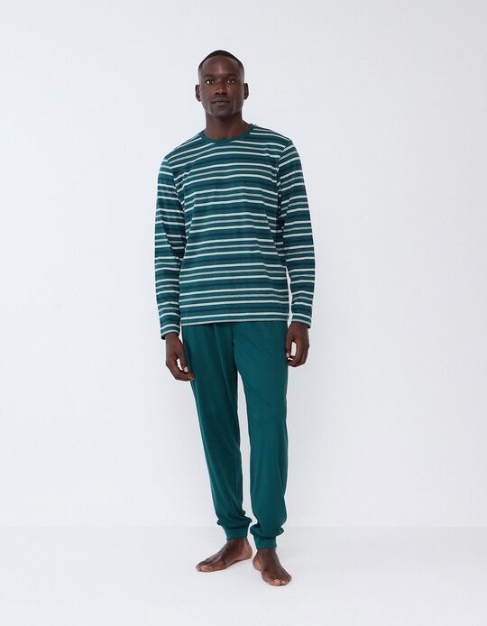 Comprar Online Pijama &Agrave;s Riscas, Homem, Verde Escuro