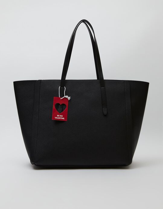 Textured Shopper Bag, Women, Black