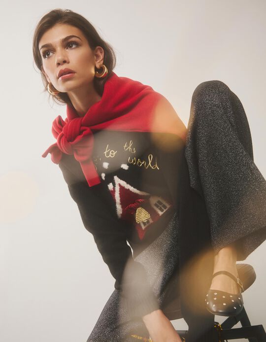 Comprar Online Camisola de Natal com Lã, Mulher, Preto