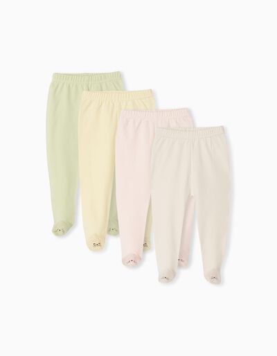 4 Footed Trousers Pack, Baby Girls, Multicolour