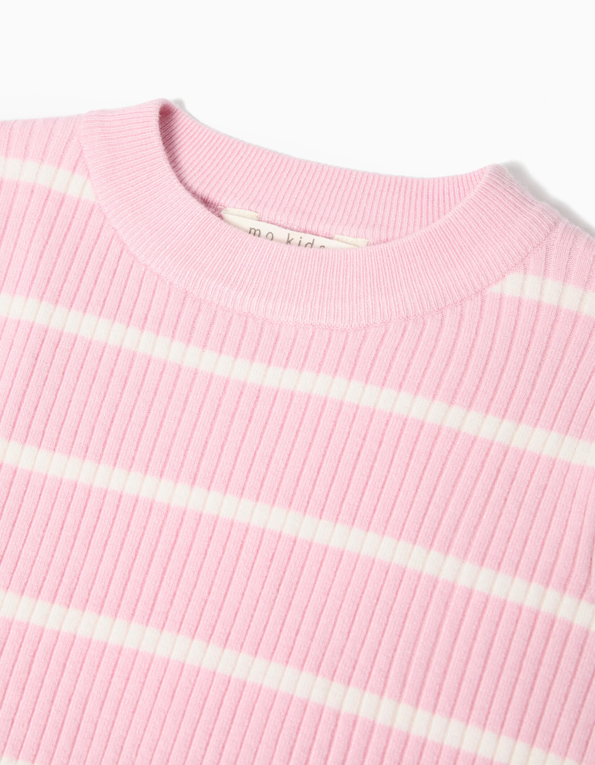 Comprar Online Camisola de Malha Riscas, Menina, Rosa Claro