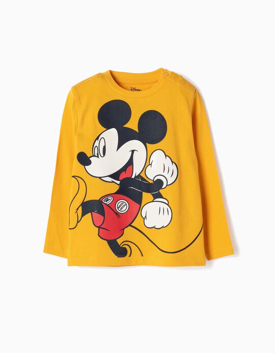 T-shirt Manga Comprida para Beb&eacute; Menino 'Mickey' , Amarelo