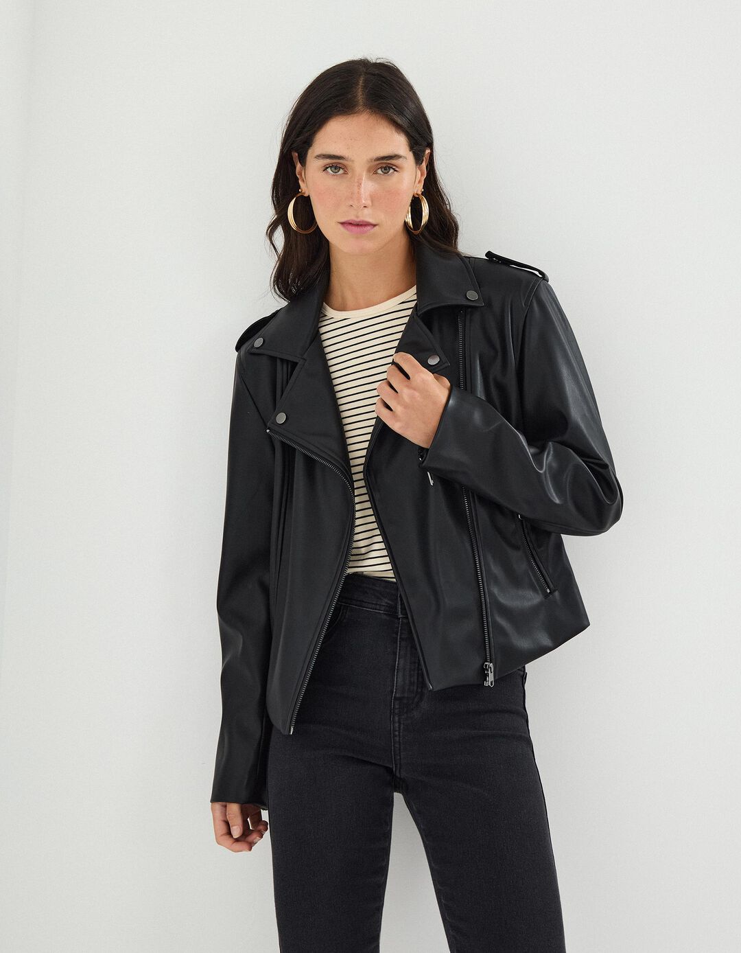 Casaco 'Biker', Mulher, Preto 