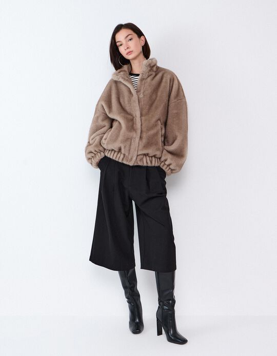 Comprar Online Bomber Efeito Pelo, Mulher, Castanho