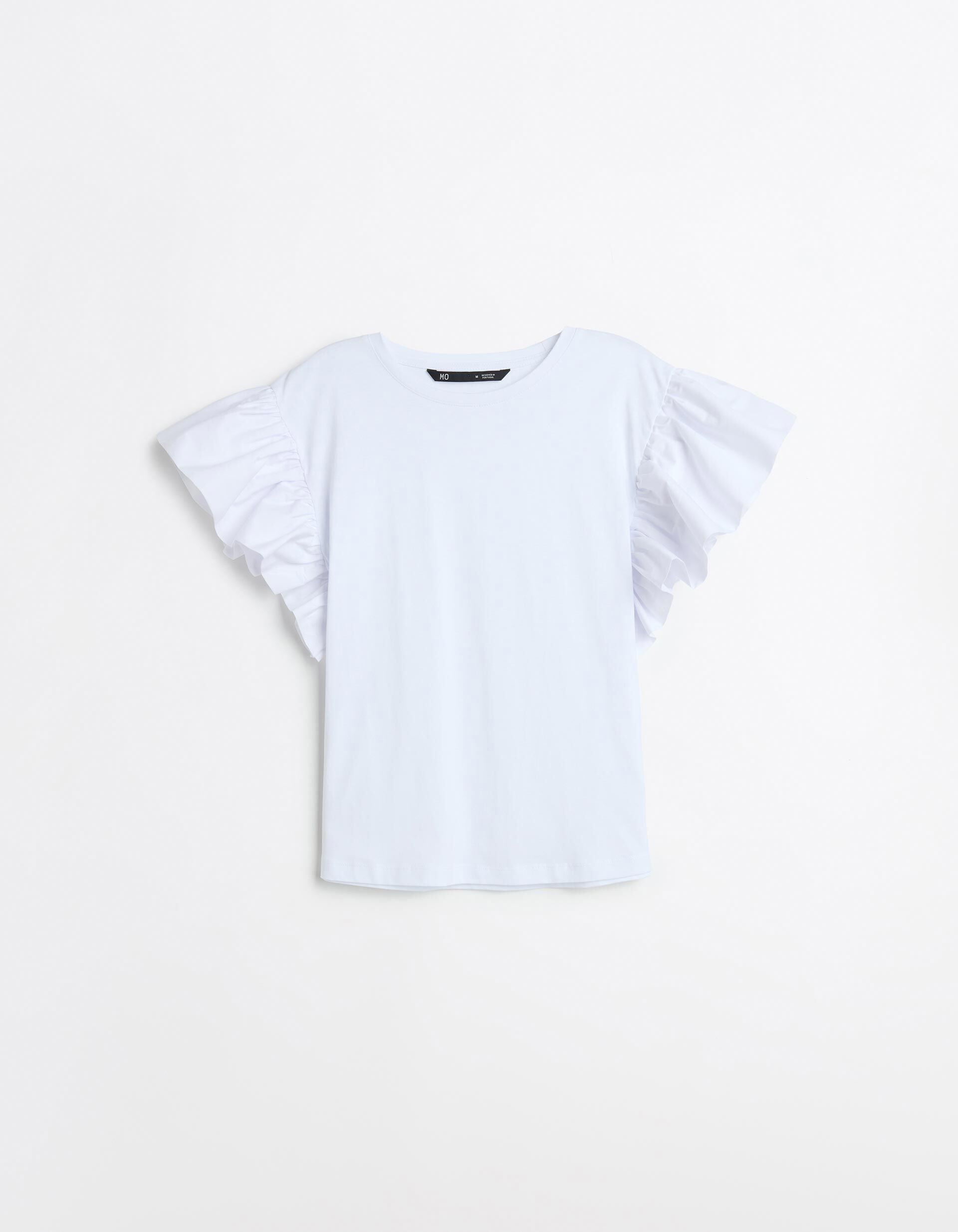 Comprar Online T-shirt Folhos, Mulher, Branco