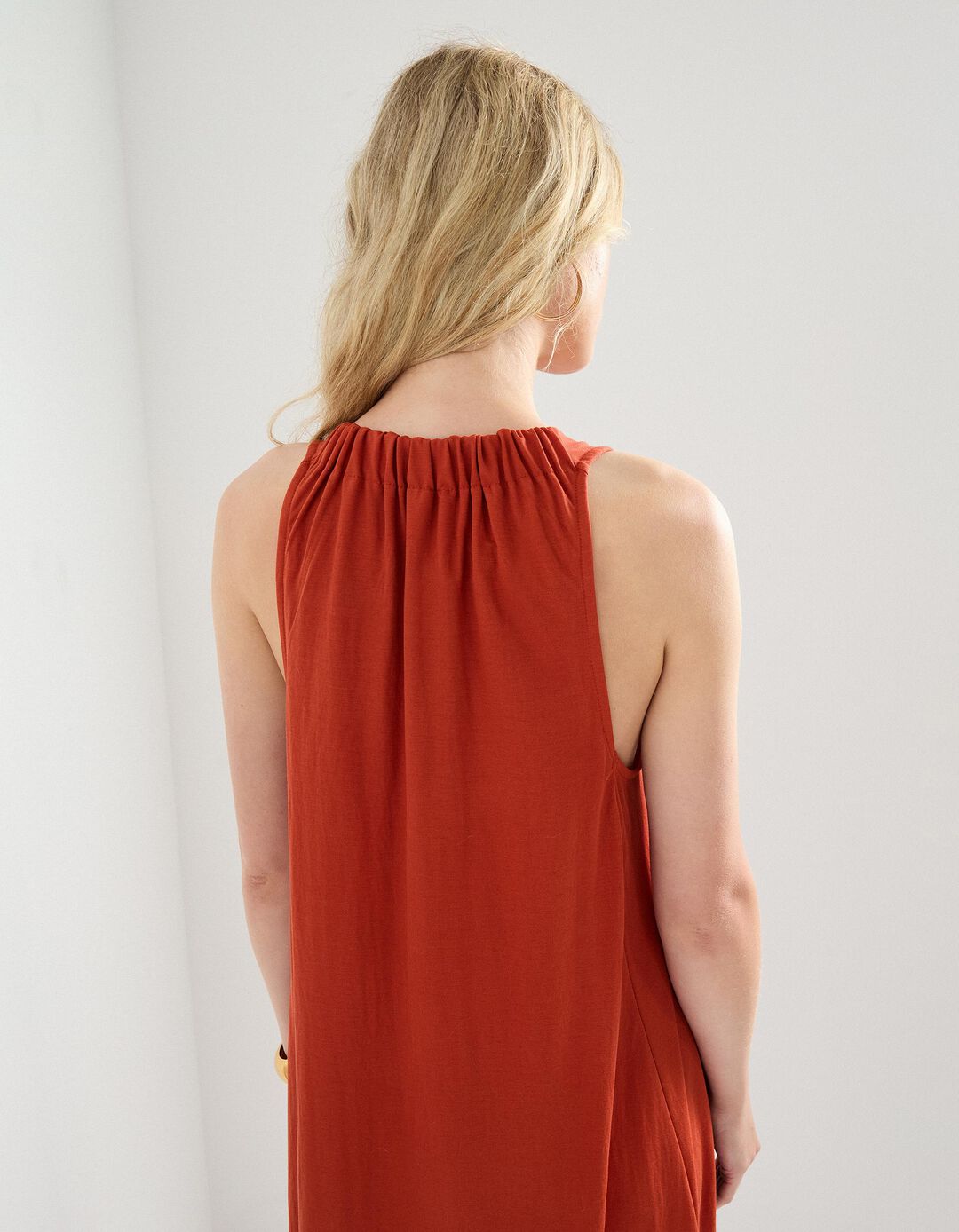 Vestido Comprido, Mulher, Laranja Escuro