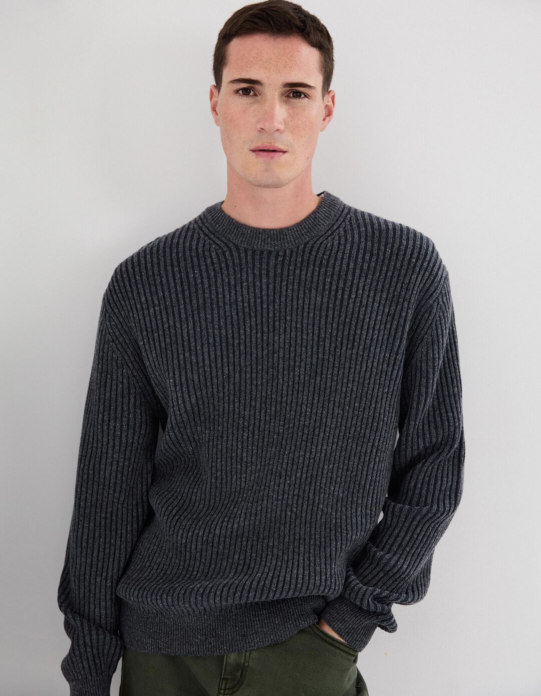 Camisola com L&atilde;, Homem, Azul Escuro