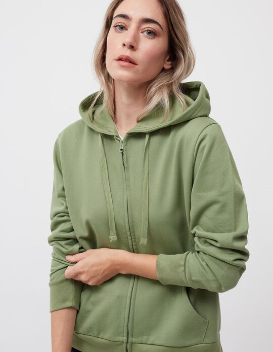 Hooded Fleece Jacket, Women, Green
