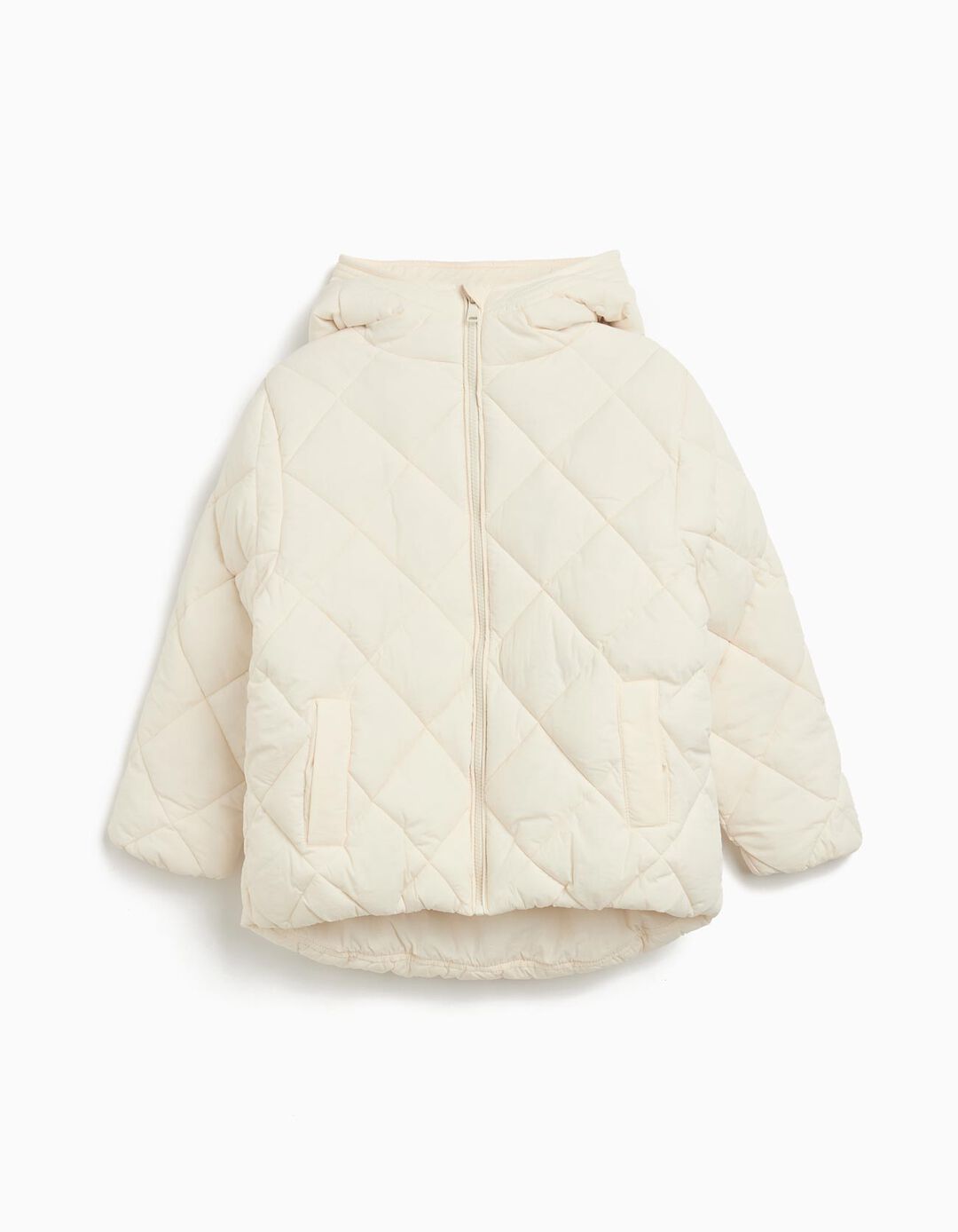 Casaco Acolchoado Capuz, Menina, Branco