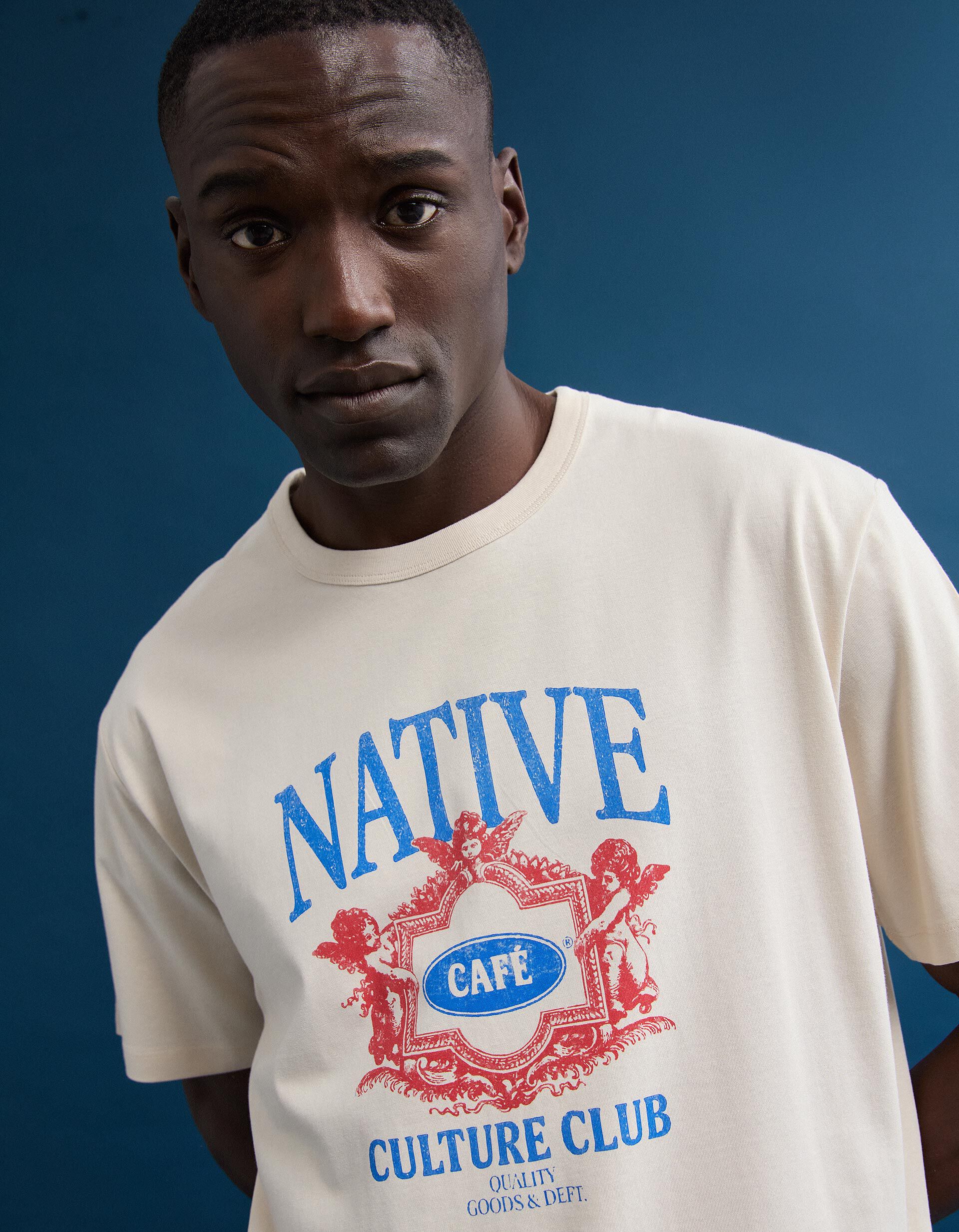 Comprar Online T-shirt Jersey Estampada, Homem, Bege