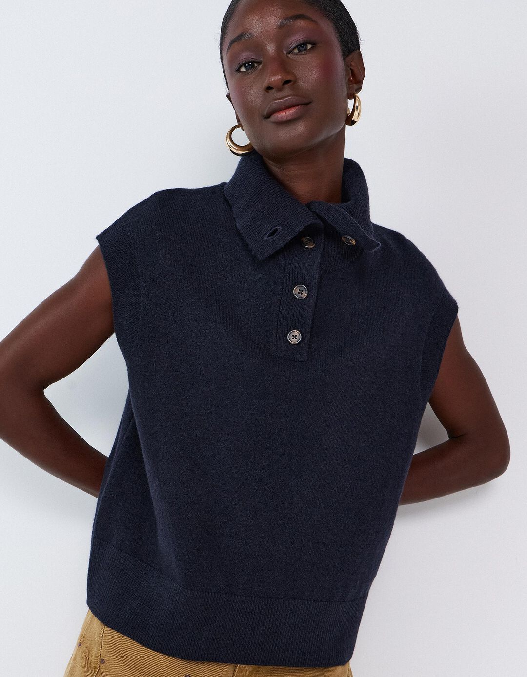 Polo De Malha, Mulher, Azul Escuro