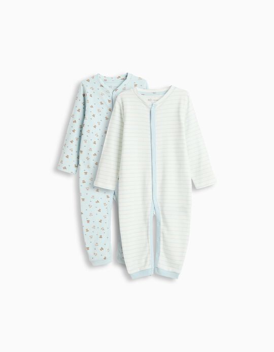 Comprar Online Pack 2 Babygrows, Menino, Azul Claro