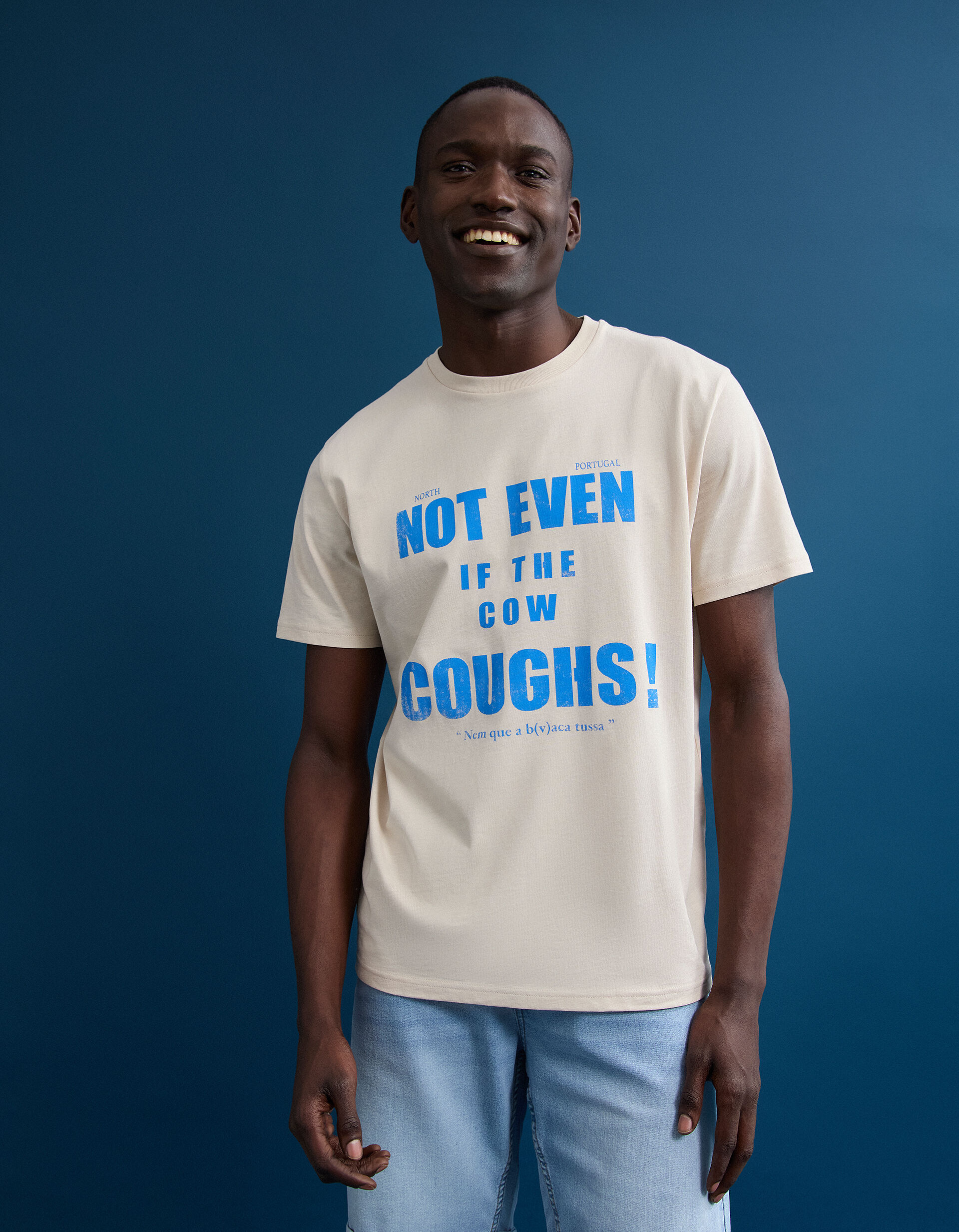 Comprar Online T-shirt Jersey Estampada, Homem, Bege