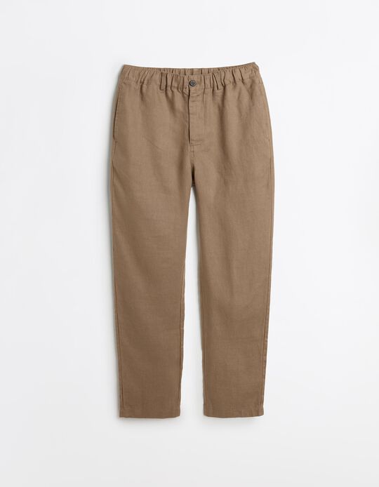 Comprar Online Cal&ccedil;as de Linho, Homem, Castanho Claro