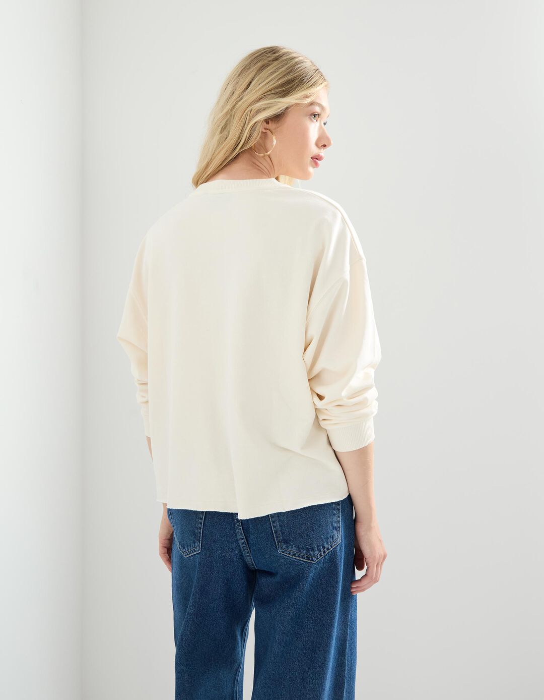 Sweatshirt, Mulher, Bege Claro 