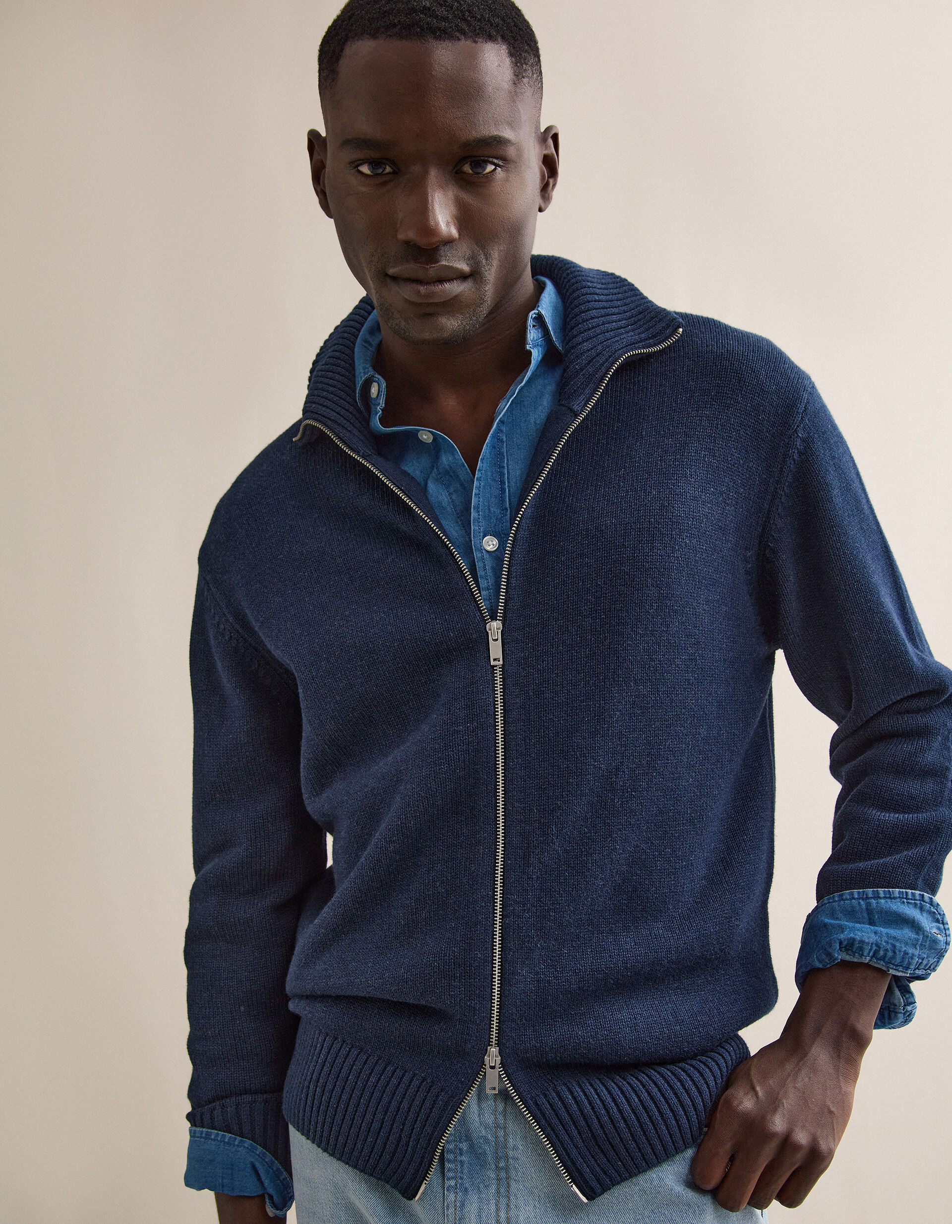 Comprar Online Casaco de Malha, Homem, Azul Escuro