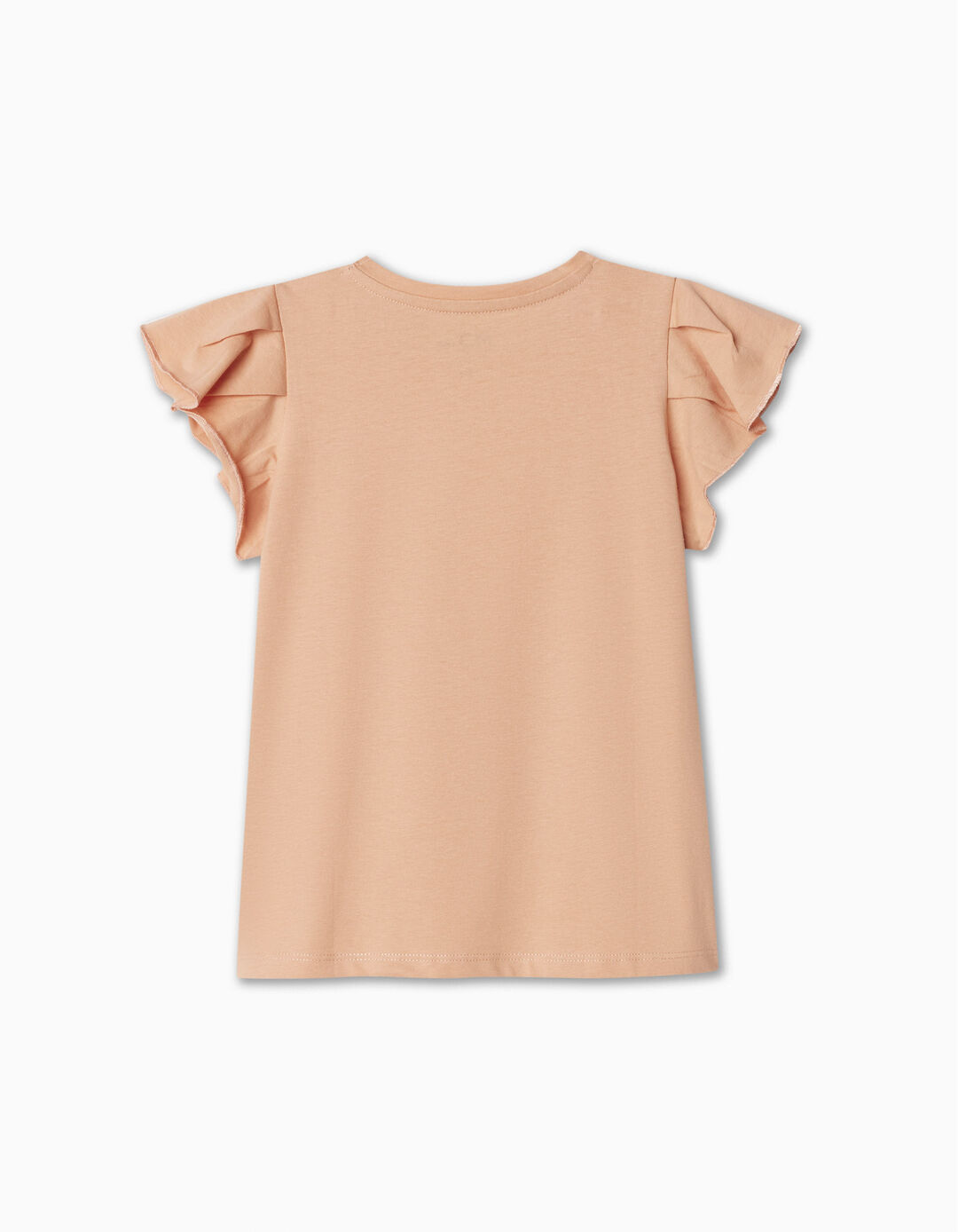Ruffled T-shirt, Girl, Light Orange