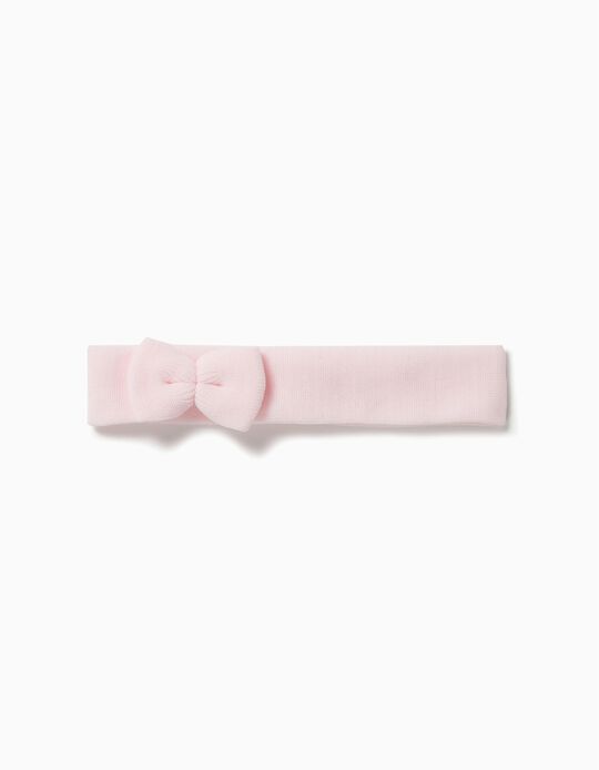 Elasticated Hairband with Bow, Pink