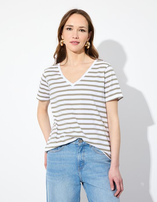 Comprar Online T-shirt Decote em V, Mulher, Verde