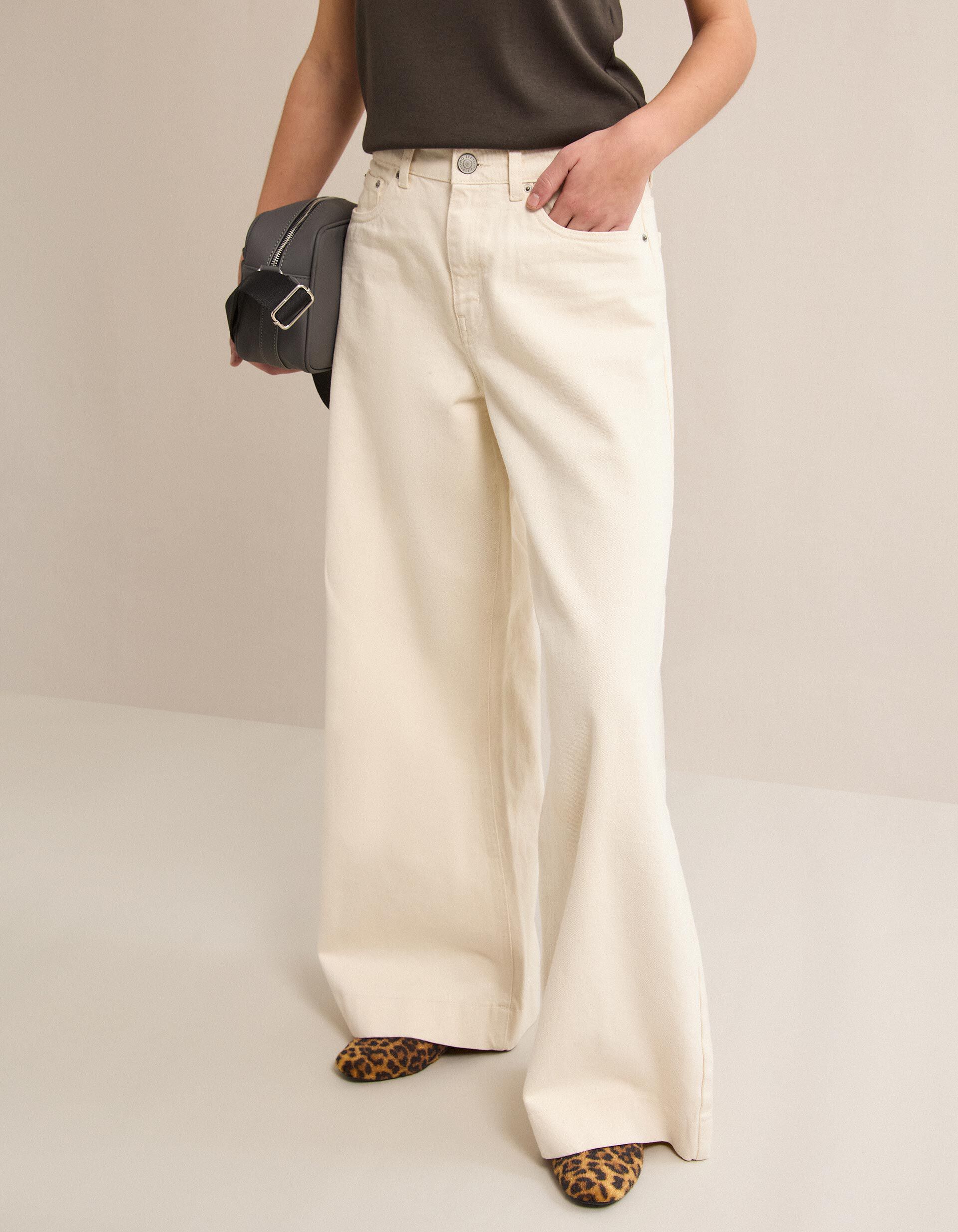 Comprar Online Cal&ccedil;as de Ganga Wide Leg, Mulher, Cru