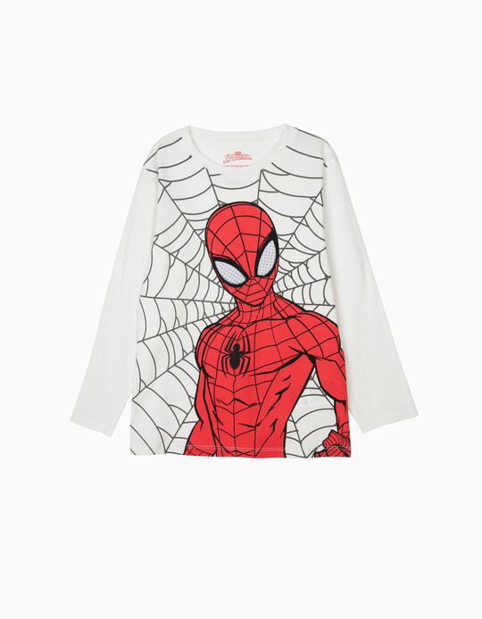 T-shirt Manga Comprida para Menino 'Spider-Man', Branca