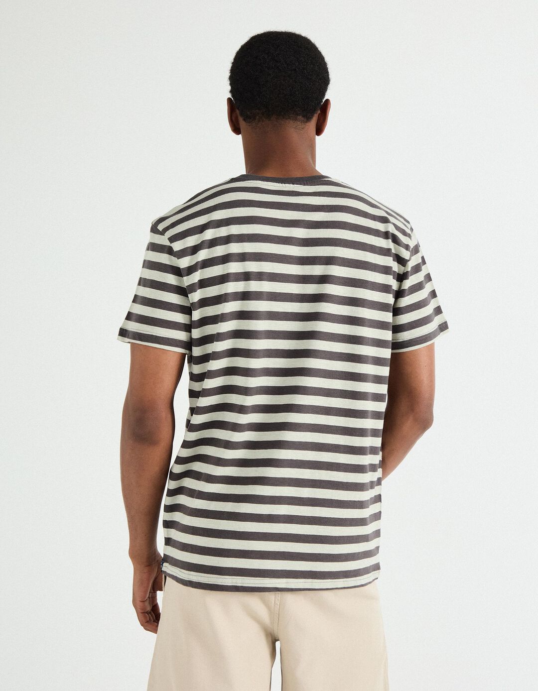 T-shirt de Riscas, Homem, Verde Claro 