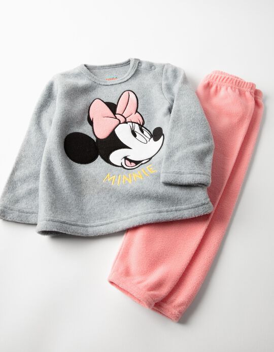 Pijama Polar para Bebé Menina 'Minnie', Cinza/Rosa