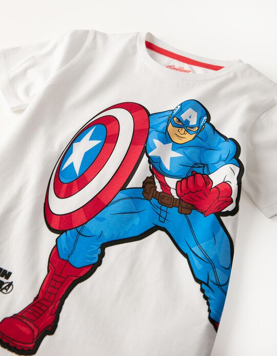 T-Shirt for Boys 'Captain America', White 