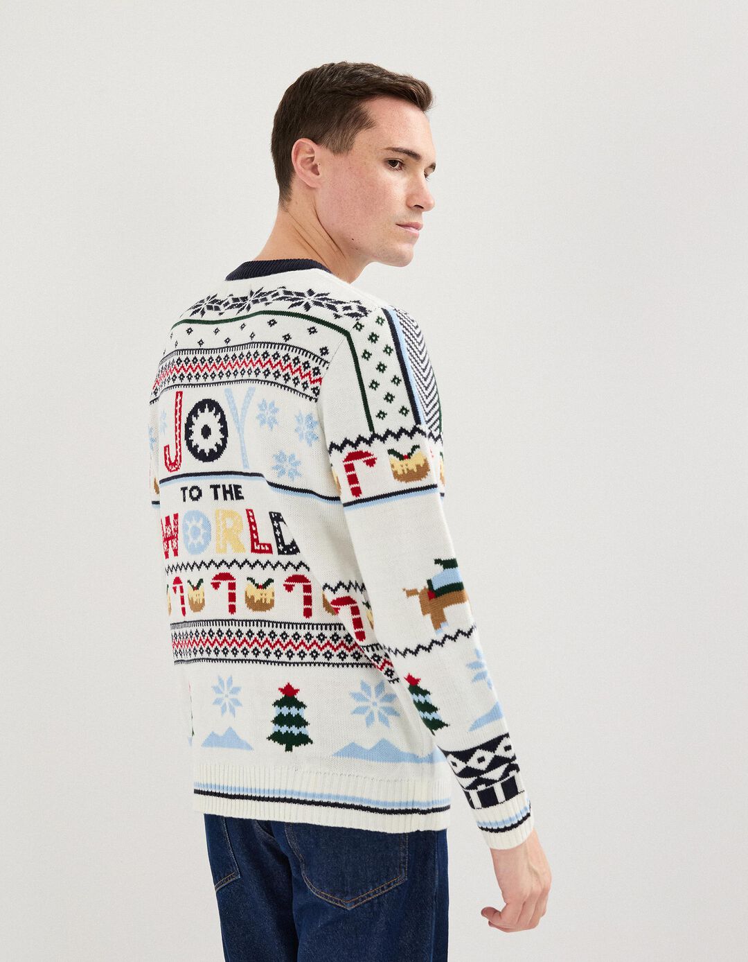Camisola Natal de Malha, Homem, Bege 