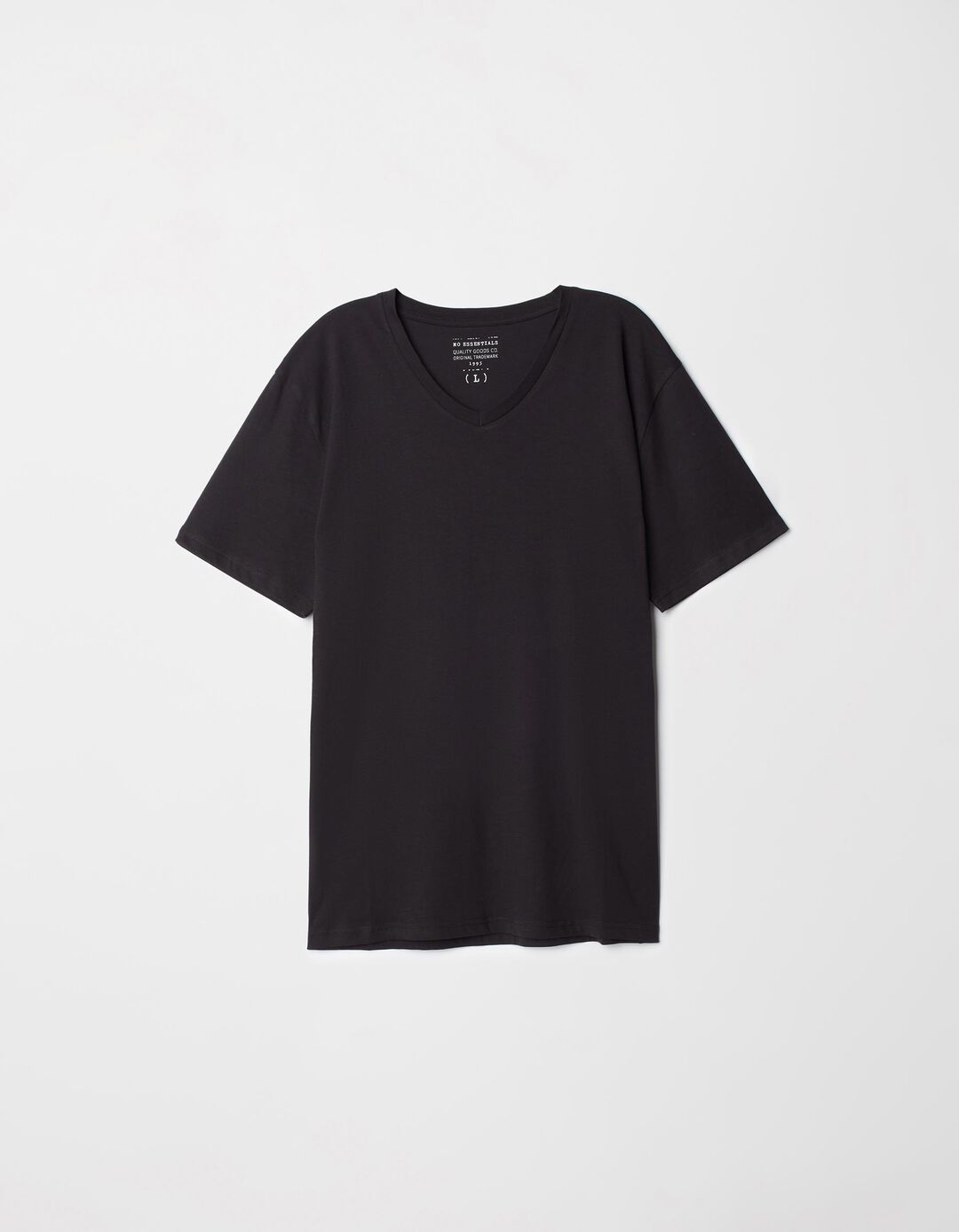 T-shirt Decote em V, Homem, Preto