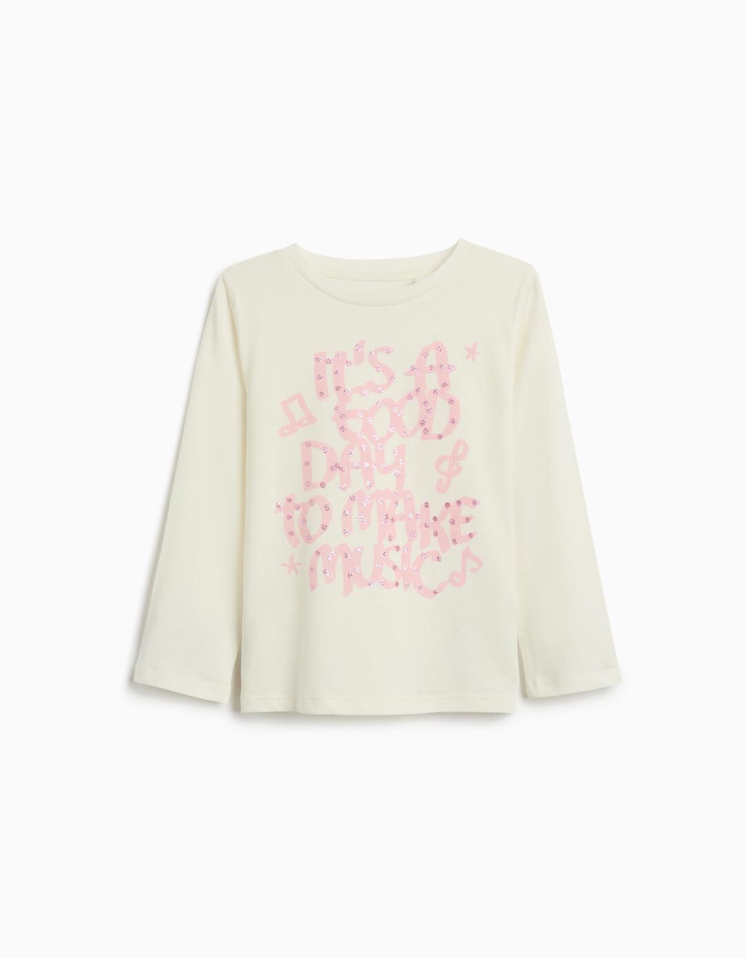 T-shirt de Manga Comprida, Menina, Branco