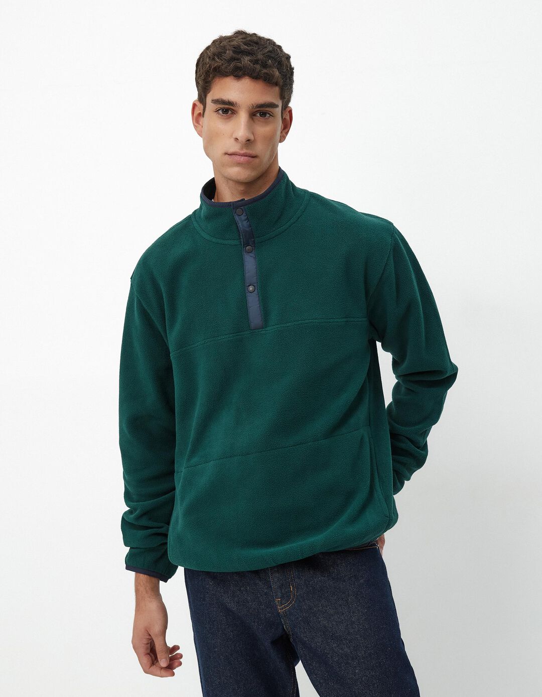Sweatshirt Polar, Homem, Verde Escuro