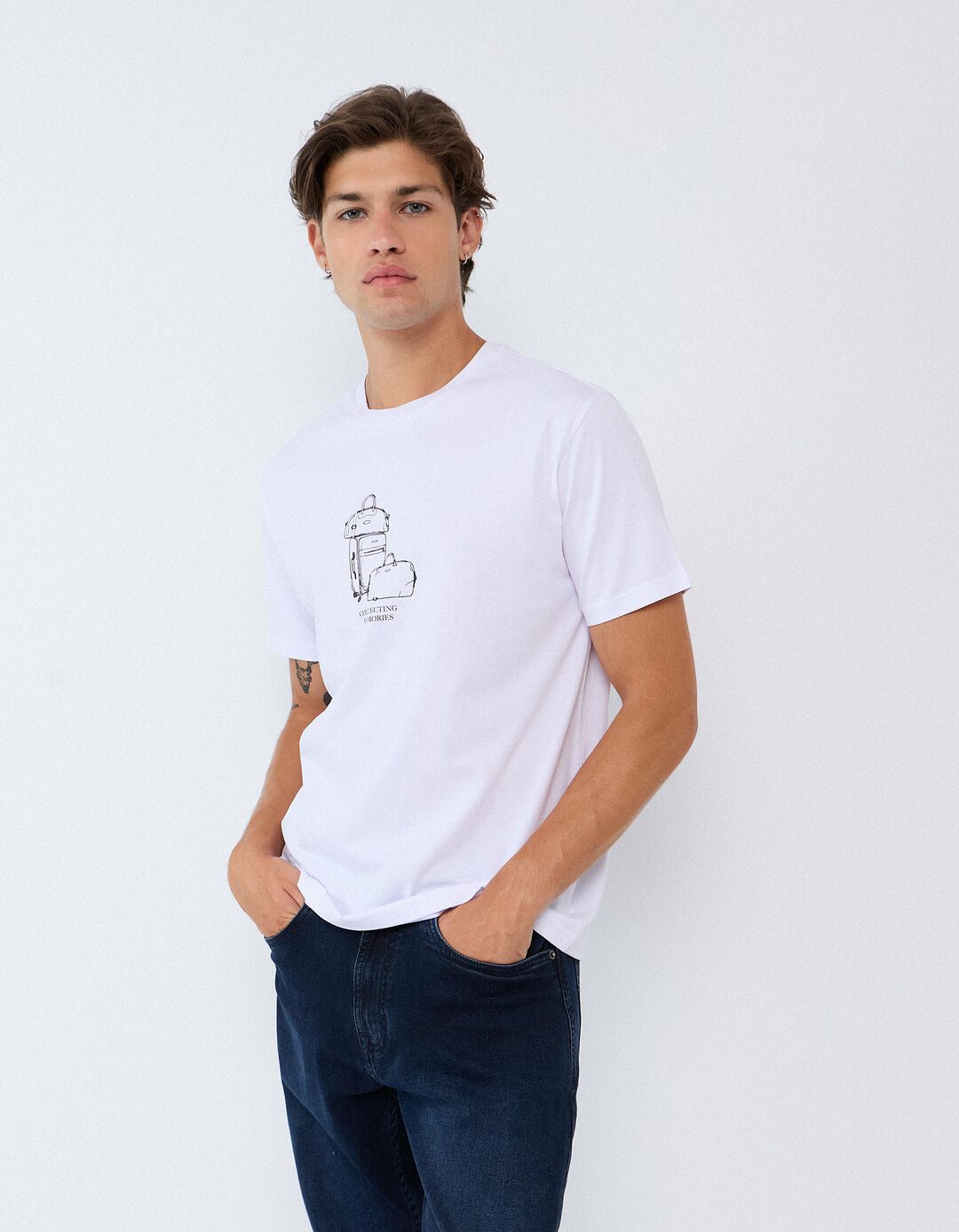 T-shirt Jersey Estampada, Homem, Branco