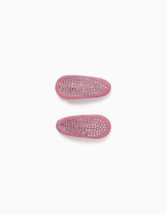 Comprar Online Pack of 2 Hair Clips with Rhinestones for Baby and Girl, Pink