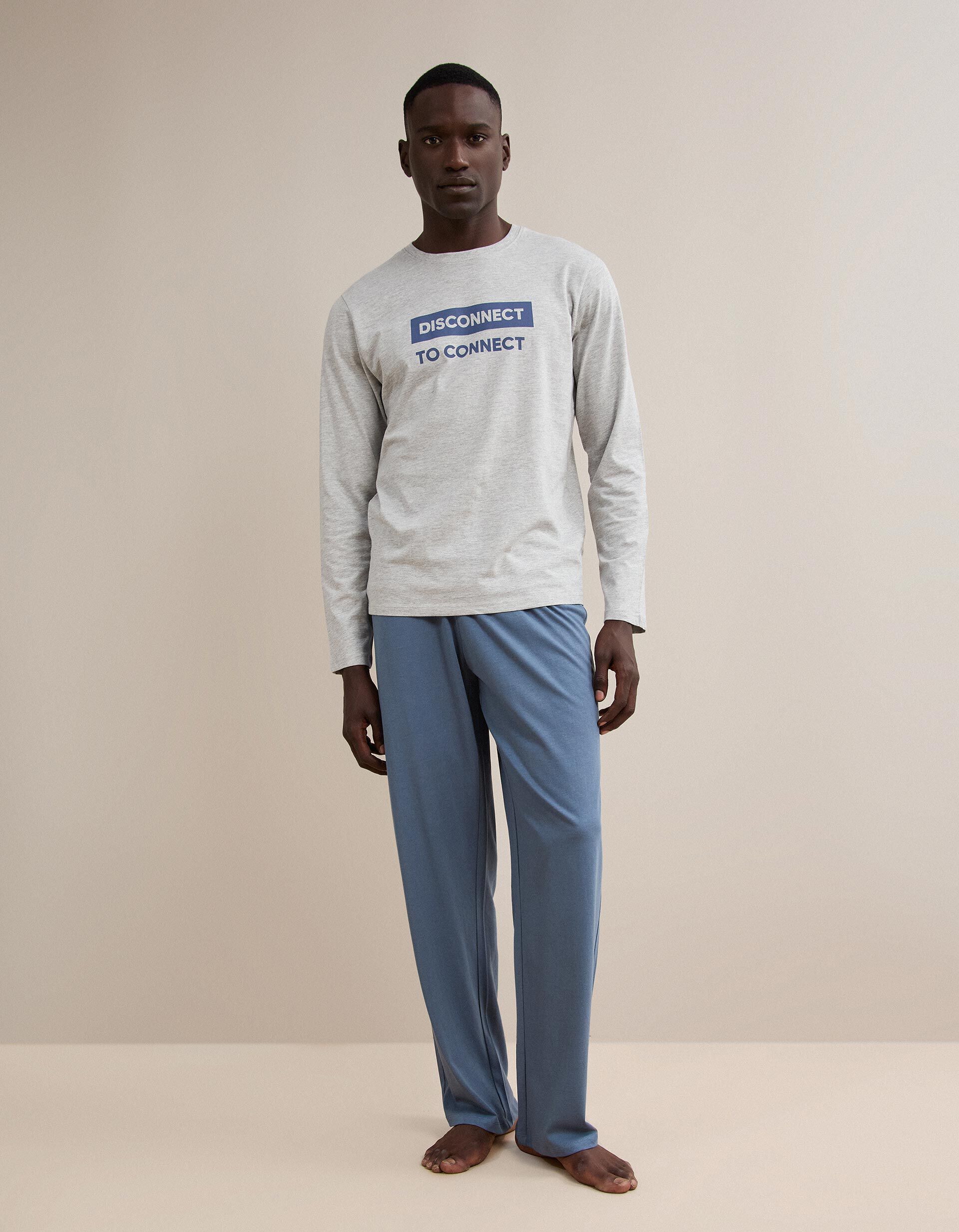 Comprar Online Pijama Jersey Estampado, Homem, Cinzento Claro