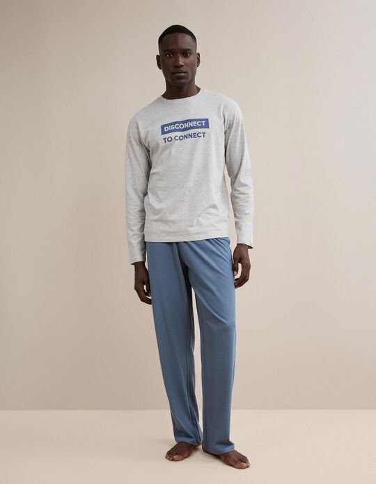 Comprar Online Pijama Jersey Estampado, Homem, Cinzento Claro