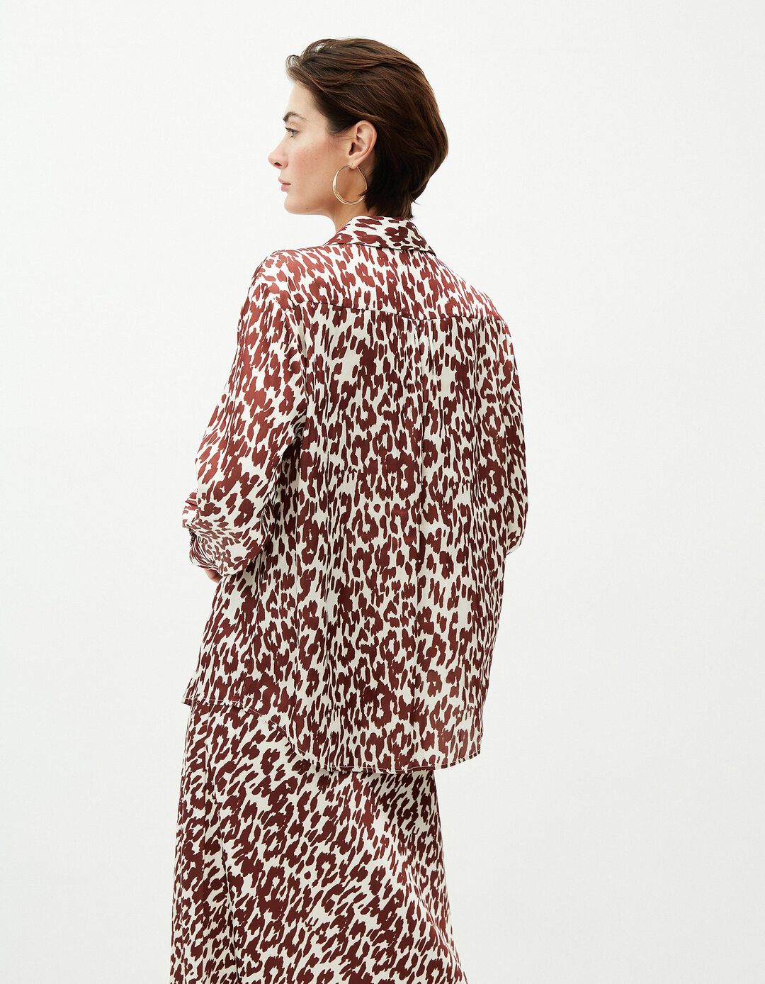 Camisa Acetinado, Mulher, Vermelho Escuro