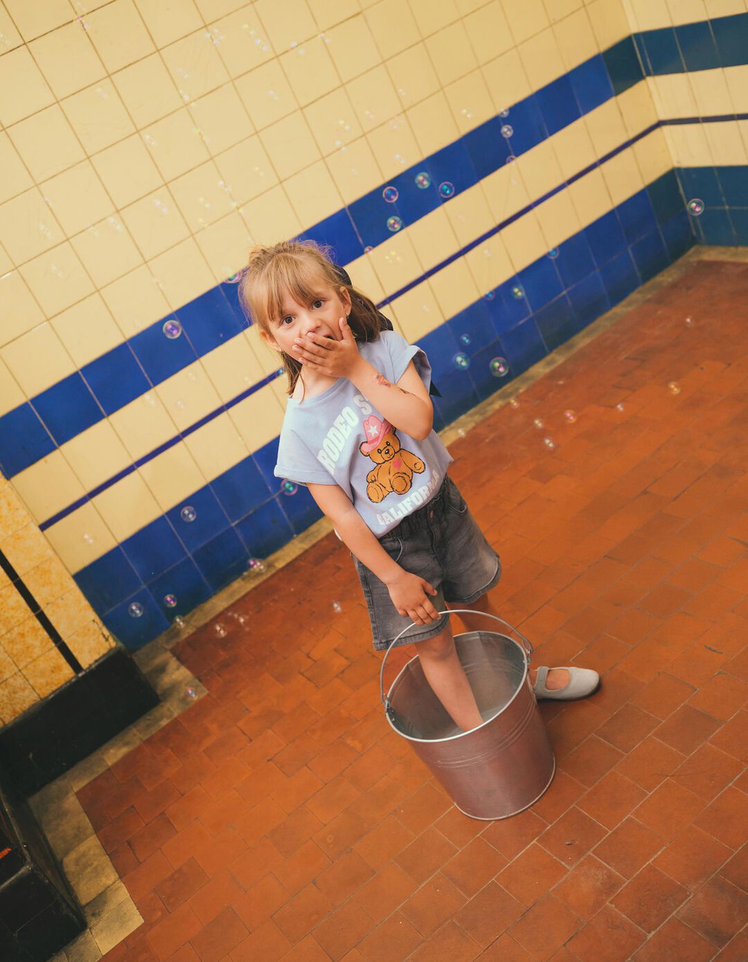 T-shirt Print, Menina, Azul