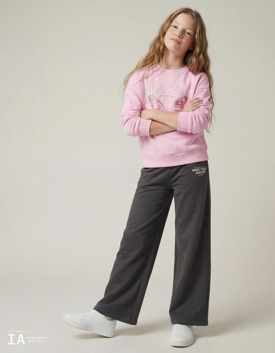 Comprar Online Cal&ccedil;as de Jogging 'Wide Leg', Menina, Cinzento Claro