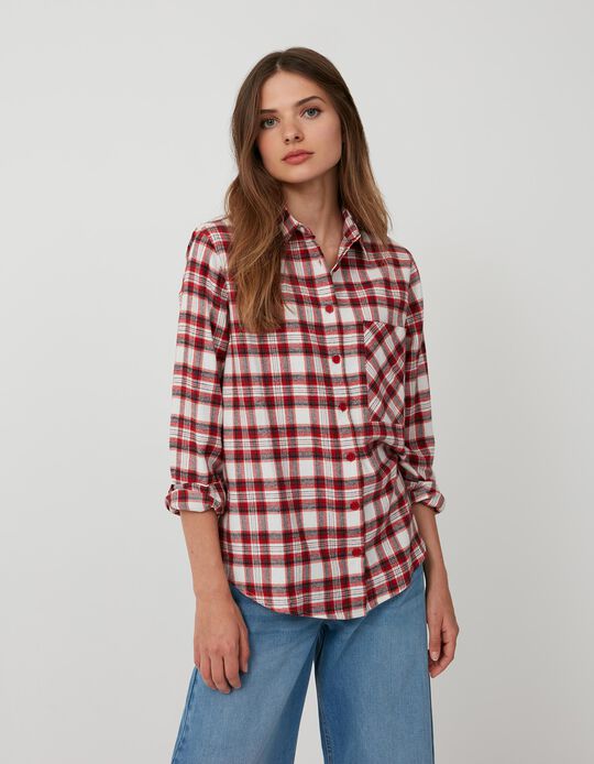 Flannel Shirt, Women, Red